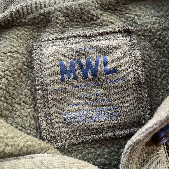 MADEWELL MWL Olive Henley Button Cropped Sweatshirt Small - Picture 3 of 3